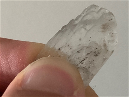 Crystallized gypsum, which can be scratched with a fingernail (photo by the author).